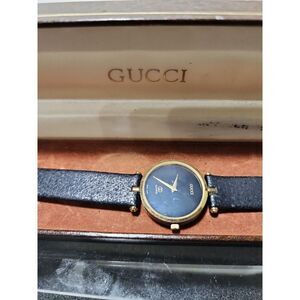 Vintage Gucci 2000L 18K plated Gold Enamel Stack Watch